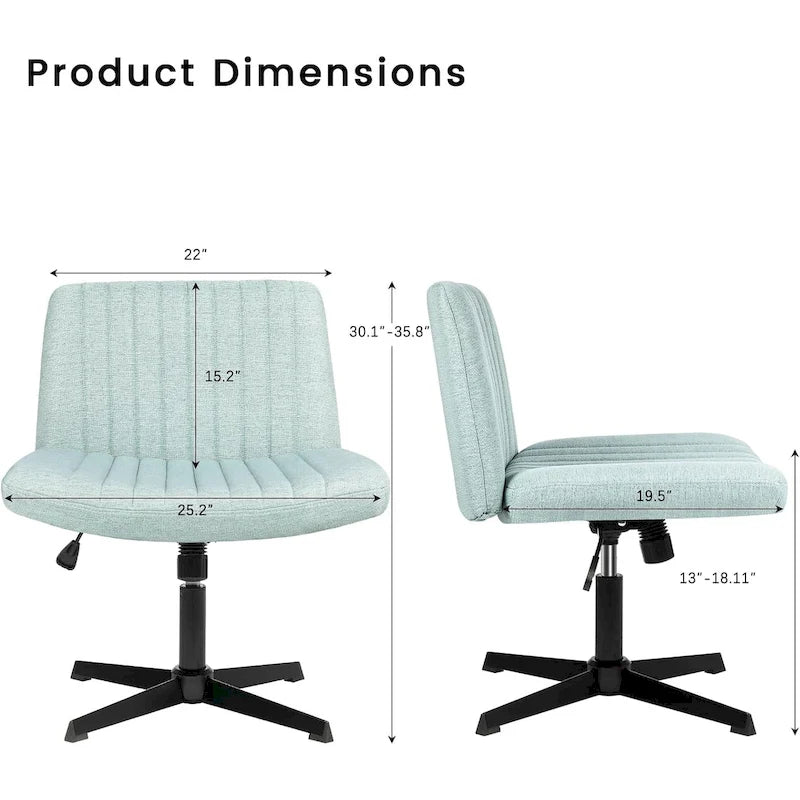 Chaise de bureau sans roulettes BOSSIN Criss Cross, rembourrée en tissu, pivotante moderne, sans accoudoirs