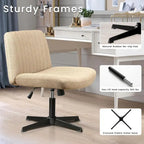 Chaise de bureau sans roulettes BOSSIN Criss Cross, rembourrée en tissu, pivotante moderne, sans accoudoirs