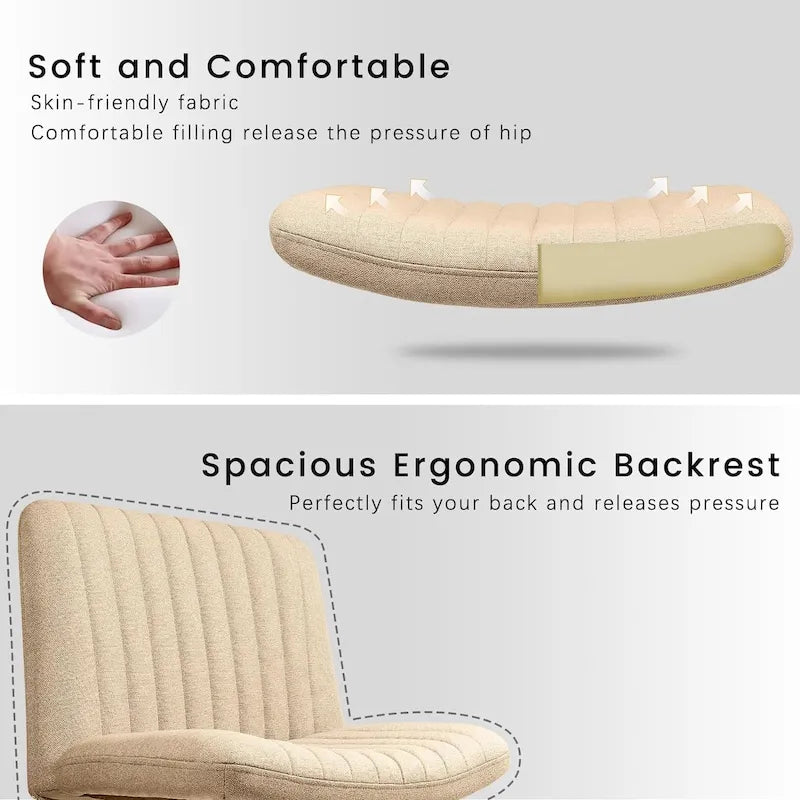 Chaise de bureau sans roulettes BOSSIN Criss Cross, rembourrée en tissu, pivotante moderne, sans accoudoirs