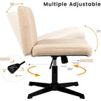 Chaise de bureau sans roulettes BOSSIN Criss Cross, rembourrée en tissu, pivotante moderne, sans accoudoirs