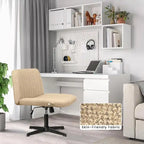 Chaise de bureau sans roulettes BOSSIN Criss Cross, rembourrée en tissu, pivotante moderne, sans accoudoirs