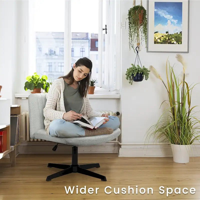 Chaise de bureau sans roulettes BOSSIN Criss Cross, rembourrée en tissu, pivotante moderne, sans accoudoirs