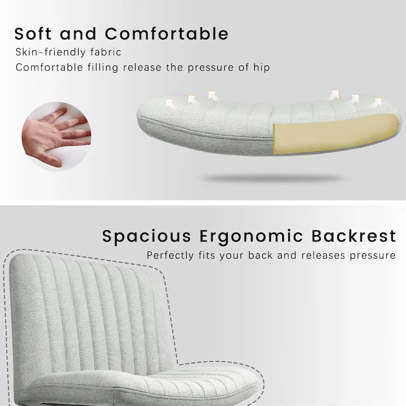 Chaise de bureau sans roulettes BOSSIN Criss Cross, rembourrée en tissu, pivotante moderne, sans accoudoirs