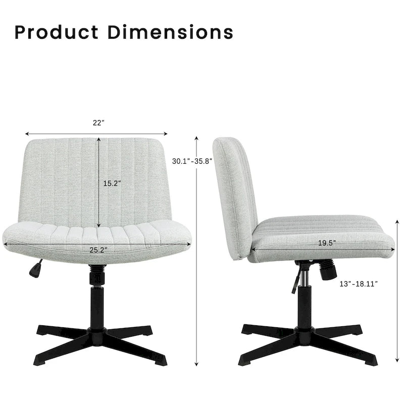 Chaise de bureau sans roulettes BOSSIN Criss Cross, rembourrée en tissu, pivotante moderne, sans accoudoirs