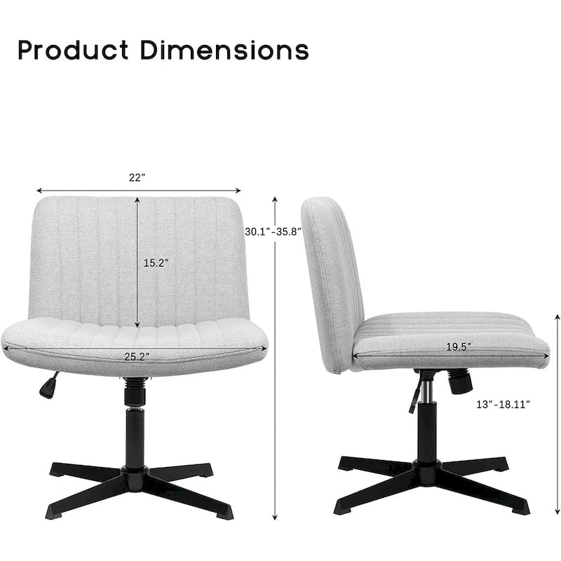 Chaise de bureau sans roulettes BOSSIN Criss Cross, rembourrée en tissu, pivotante moderne, sans accoudoirs