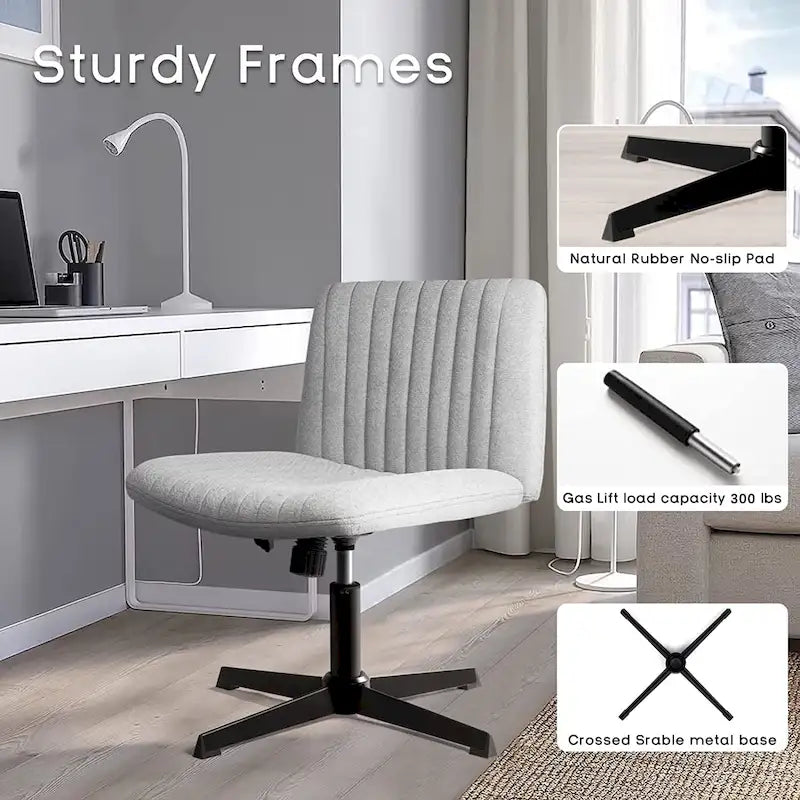 Chaise de bureau sans roulettes BOSSIN Criss Cross, rembourrée en tissu, pivotante moderne, sans accoudoirs