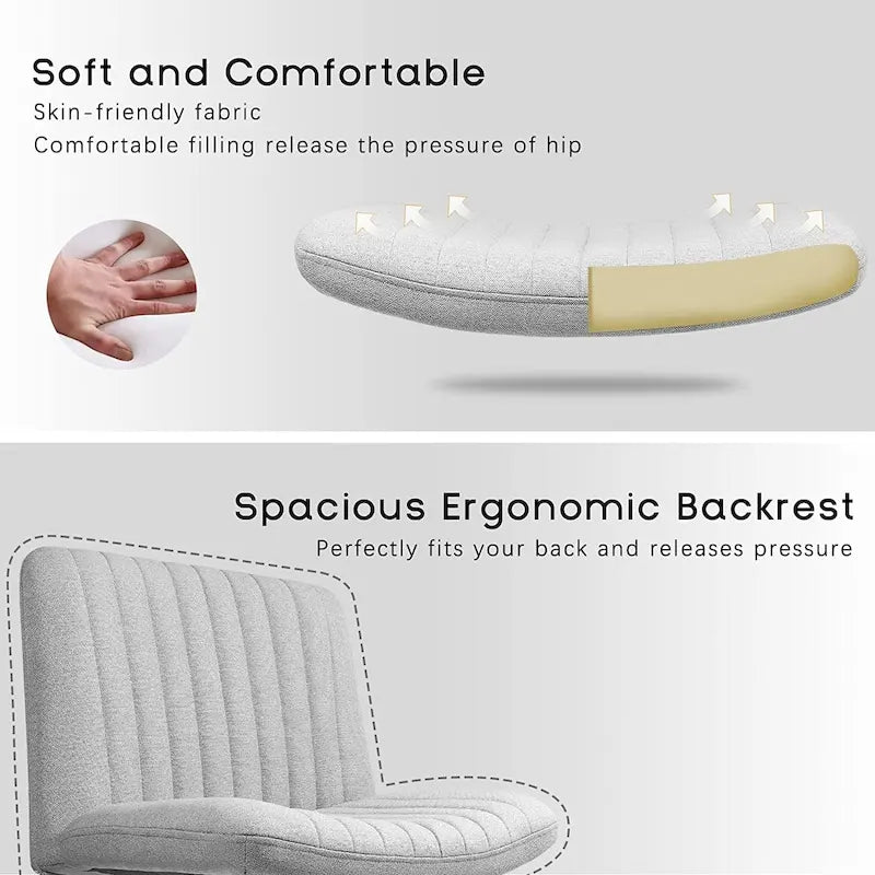 Chaise de bureau sans roulettes BOSSIN Criss Cross, rembourrée en tissu, pivotante moderne, sans accoudoirs