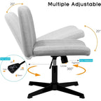 Chaise de bureau sans roulettes BOSSIN Criss Cross, rembourrée en tissu, pivotante moderne, sans accoudoirs