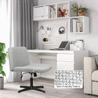 Chaise de bureau sans roulettes BOSSIN Criss Cross, rembourrée en tissu, pivotante moderne, sans accoudoirs