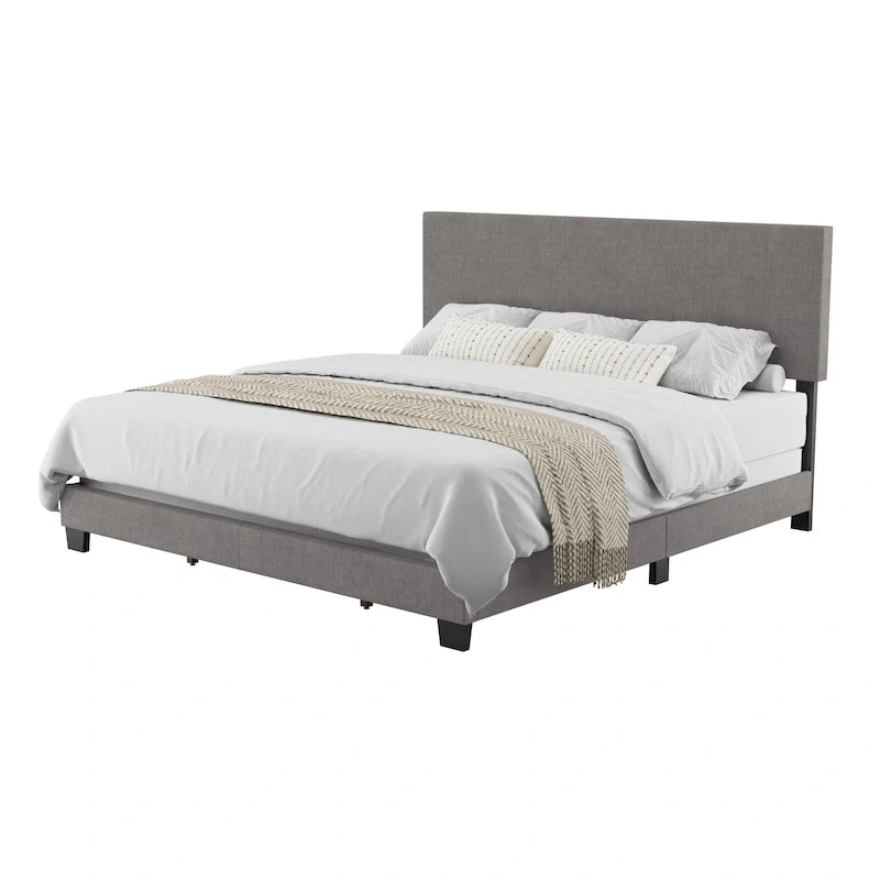 Cadre de Lit King Rembourré Moderne 4 Couleurs avec Tête de Lit Capitonnée pour 2