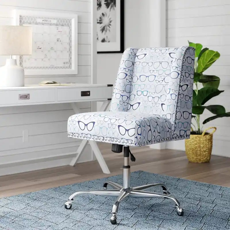 Chaise de bureau pivotante multi-optique bleue, hauteur réglable, 1 personne