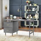 Bureau à 2 tiroirs de style moderne du milieu du siècle, 5 couleurs, avec pieds en pin massif pour 1