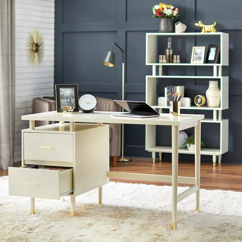 Bureau à 2 tiroirs de style moderne du milieu du siècle, 5 couleurs, avec pieds en pin massif pour 1
