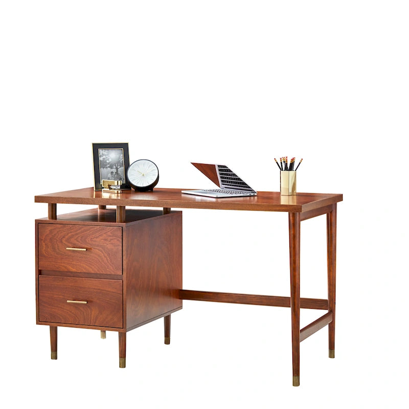 Bureau à 2 tiroirs de style moderne du milieu du siècle, 5 couleurs, avec pieds en pin massif pour 1