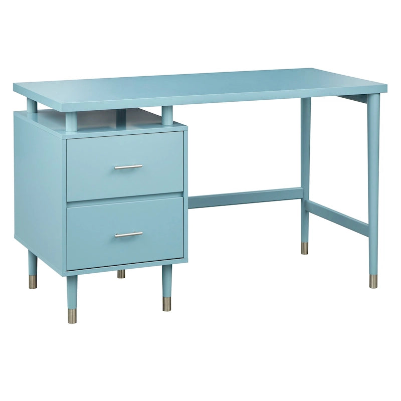 Bureau à 2 tiroirs de style moderne du milieu du siècle, 5 couleurs, avec pieds en pin massif pour 1