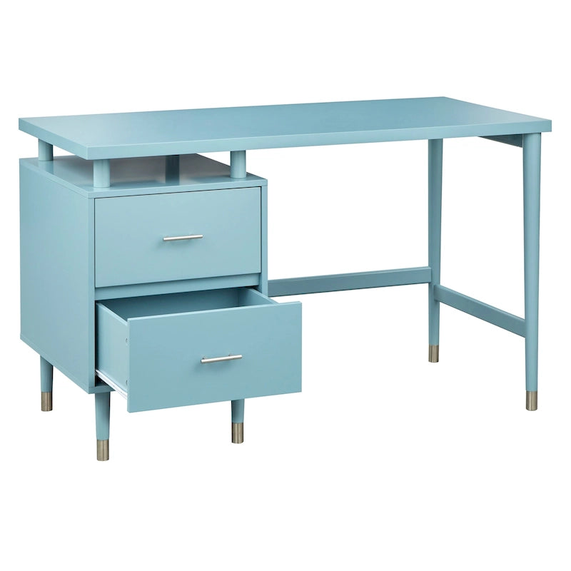 Bureau à 2 tiroirs de style moderne du milieu du siècle, 5 couleurs, avec pieds en pin massif pour 1