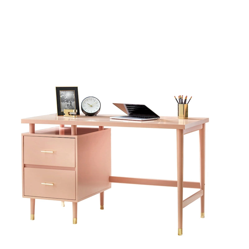 Bureau à 2 tiroirs de style moderne du milieu du siècle, 5 couleurs, avec pieds en pin massif pour 1