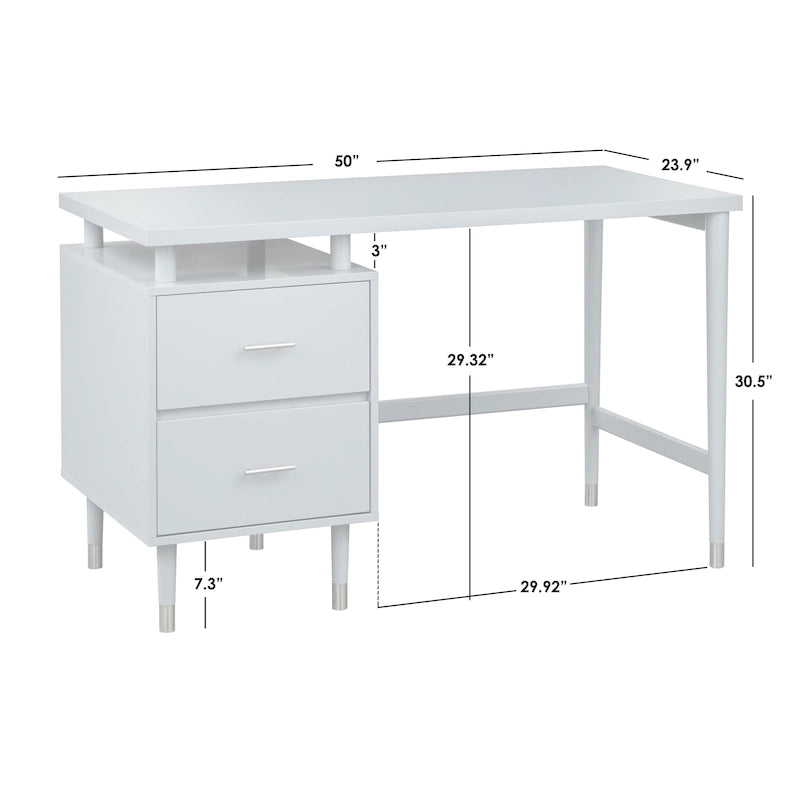 Bureau à 2 tiroirs de style moderne du milieu du siècle, 5 couleurs, avec pieds en pin massif pour 1