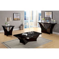 Ensemble de 3 tables basses contemporaines en verre trempé laqué brillant noir/blanc