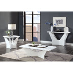 Ensemble de 3 tables basses contemporaines en verre trempé laqué brillant noir/blanc