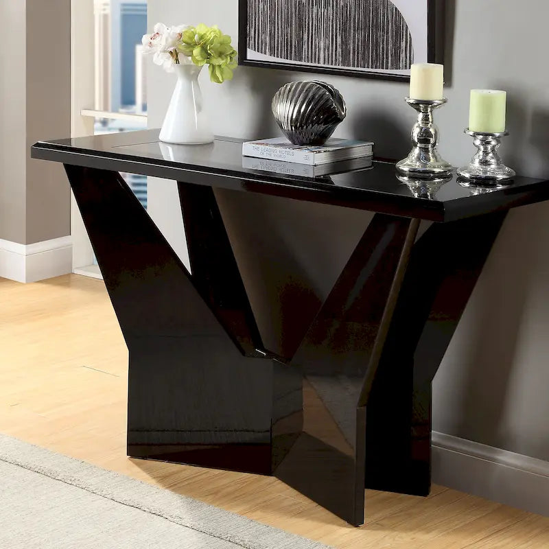 Ensemble de 3 tables basses contemporaines en verre trempé laqué brillant noir/blanc