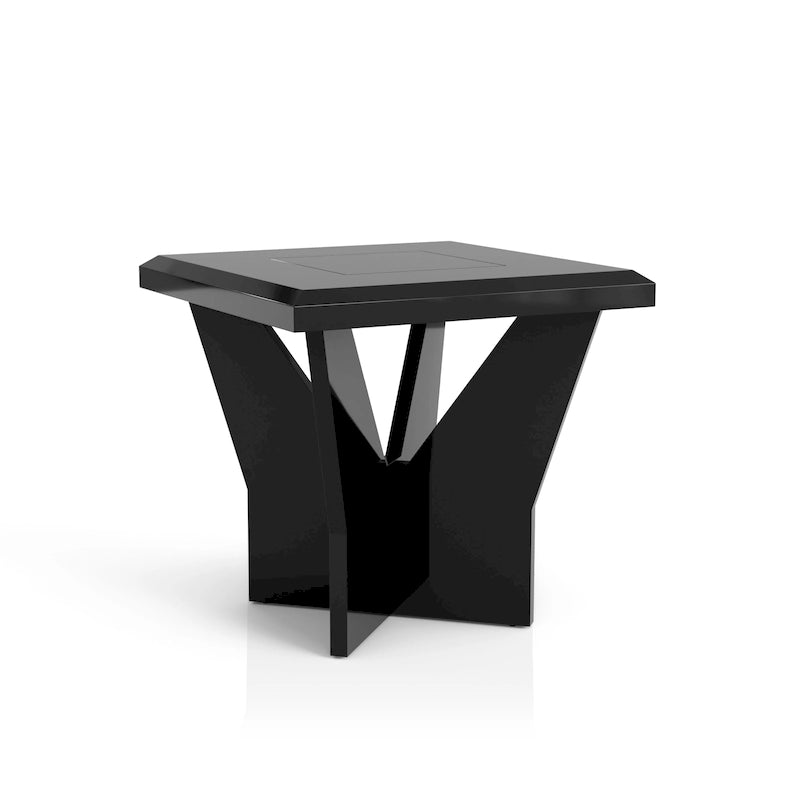 Ensemble de 3 tables basses contemporaines en verre trempé laqué brillant noir/blanc