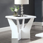 Ensemble de 3 tables basses contemporaines en verre trempé laqué brillant noir/blanc