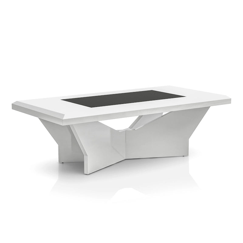 Ensemble de 3 tables basses contemporaines en verre trempé laqué brillant noir/blanc