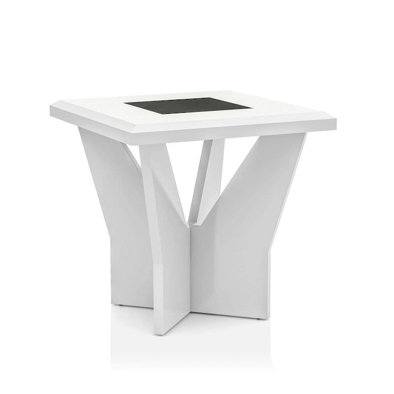 Ensemble de 3 tables basses contemporaines en verre trempé laqué brillant noir/blanc