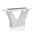 Ensemble de 3 tables basses contemporaines en verre trempé laqué brillant noir/blanc