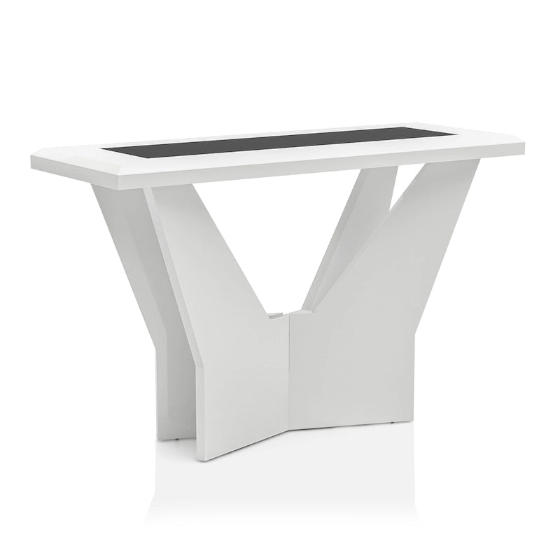Ensemble de 3 tables basses contemporaines en verre trempé laqué brillant noir/blanc