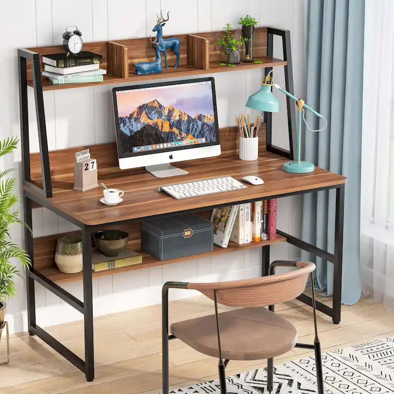 Bureau d'ordinateur avec huche et étagère, 5 couleurs, 1 personne