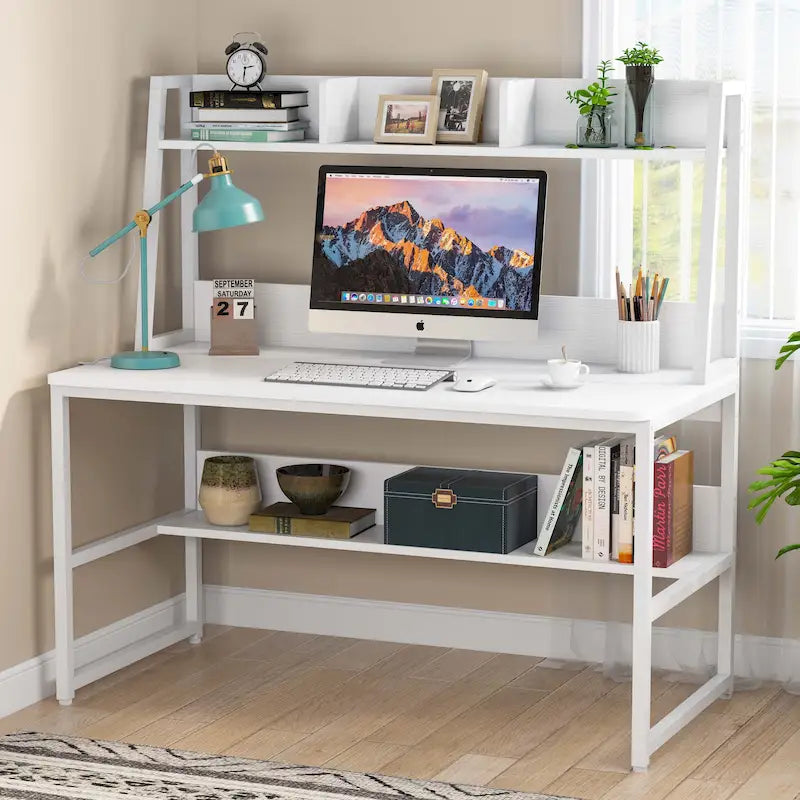 Bureau d'ordinateur avec huche et étagère, 5 couleurs, 1 personne