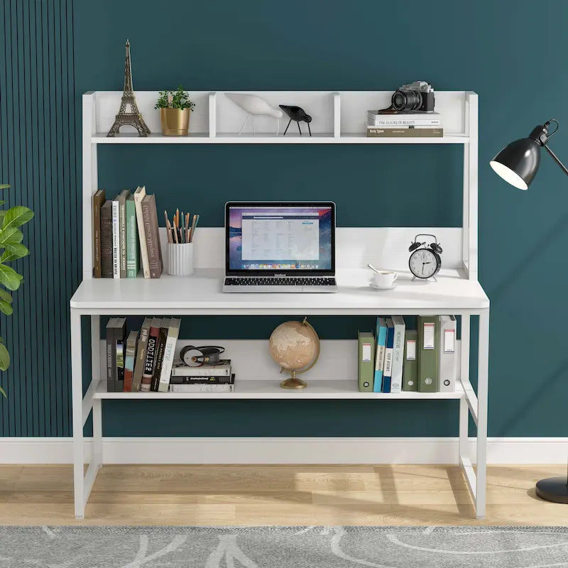 Bureau d'ordinateur avec huche et étagère, 5 couleurs, 1 personne