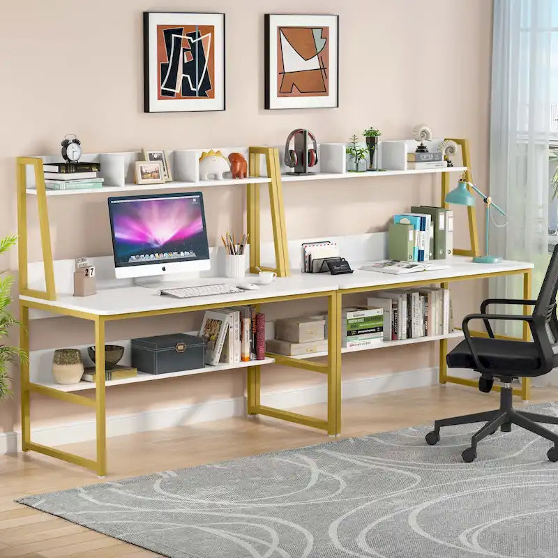 Bureau d'ordinateur avec huche et étagère, 5 couleurs, 1 personne