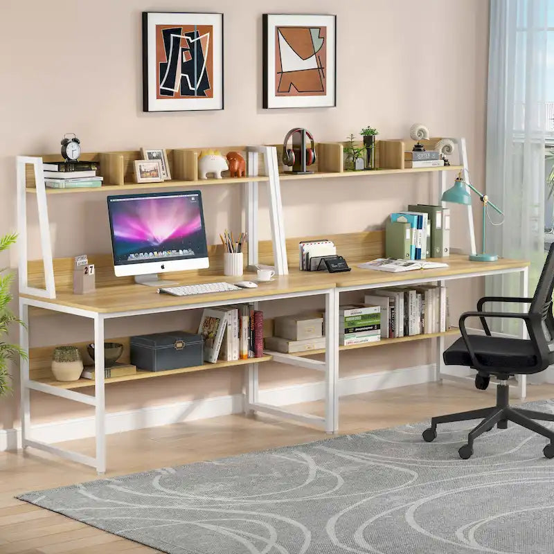 Bureau d'ordinateur avec huche et étagère, 5 couleurs, 1 personne