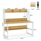 Bureau d'ordinateur avec huche et étagère, 5 couleurs, 1 personne