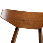 Table à manger ronde et 4 chaises rembourrées, hévéa, noyer brun, gris clair