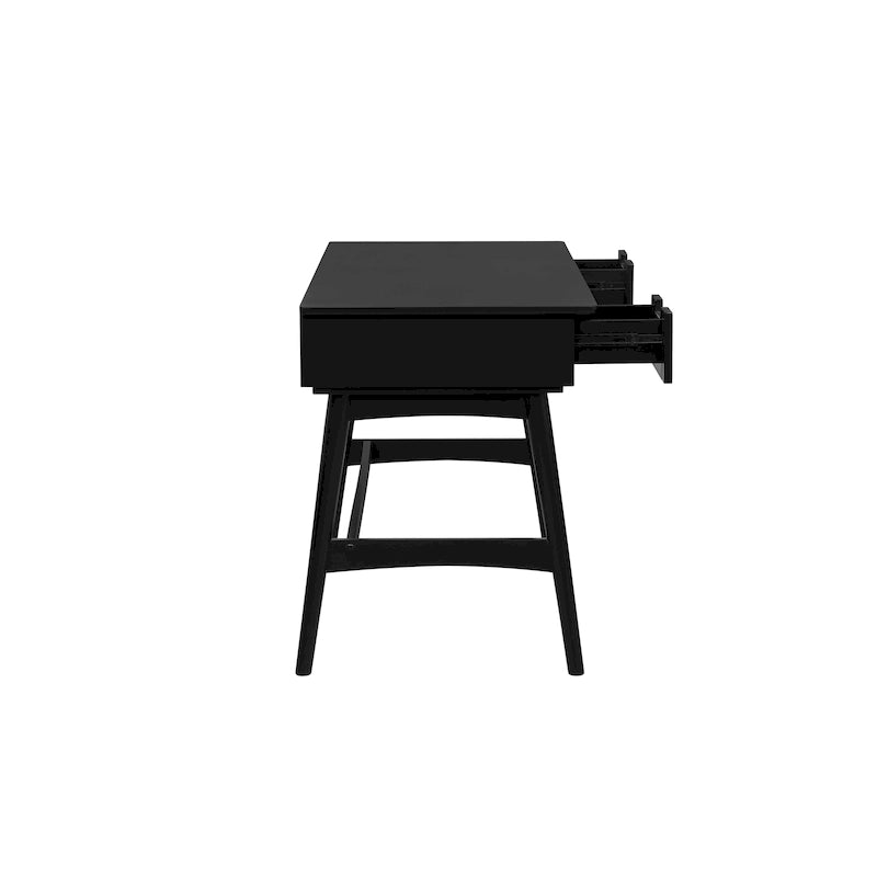 Bureau en rotin tissé mi-siècle, couleur naturelle/noire, en hévéa, pour 1 personne