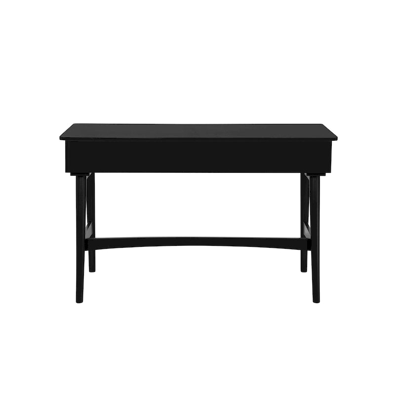 Bureau en rotin tissé mi-siècle, couleur naturelle/noire, en hévéa, pour 1 personne