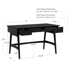 Bureau en rotin tissé mi-siècle, couleur naturelle/noire, en hévéa, pour 1 personne
