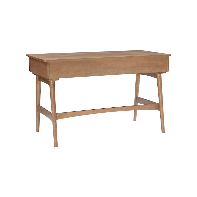Bureau en rotin tissé mi-siècle, couleur naturelle/noire, en hévéa, pour 1 personne