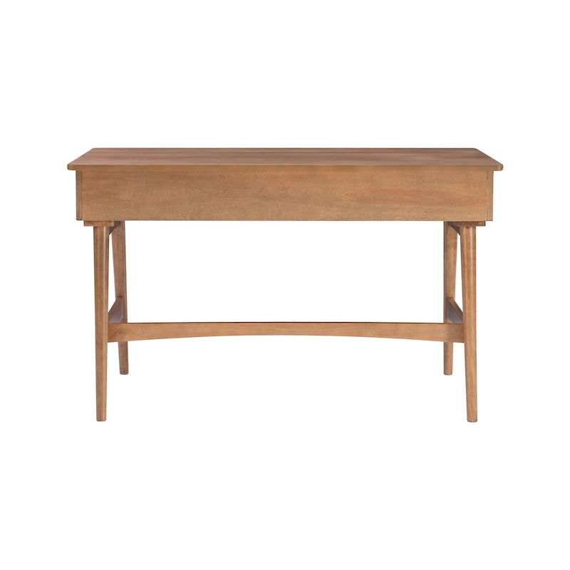 Bureau en rotin tissé mi-siècle, couleur naturelle/noire, en hévéa, pour 1 personne