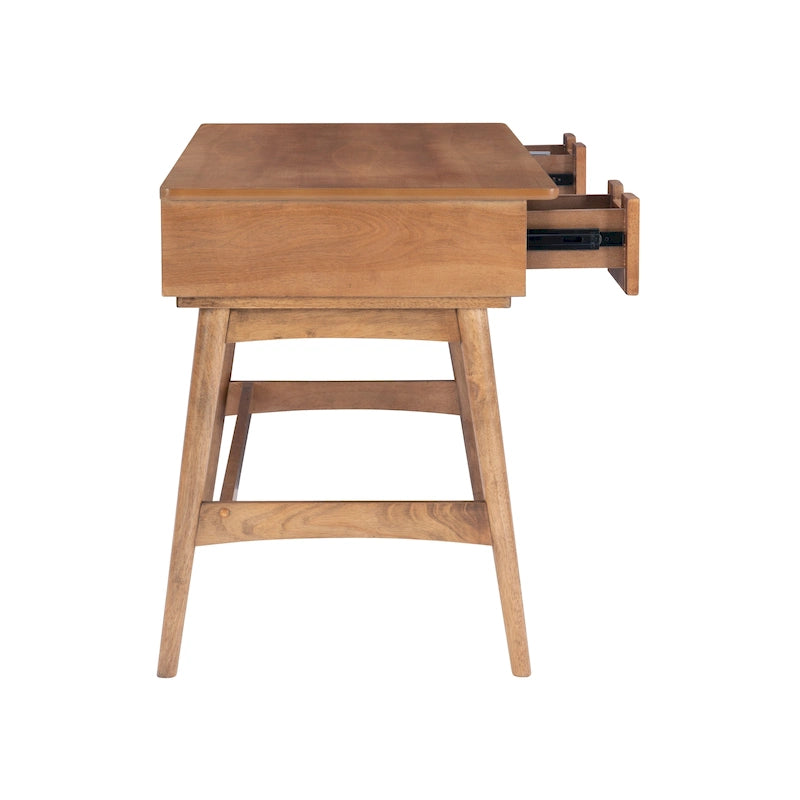 Bureau en rotin tissé mi-siècle, couleur naturelle/noire, en hévéa, pour 1 personne