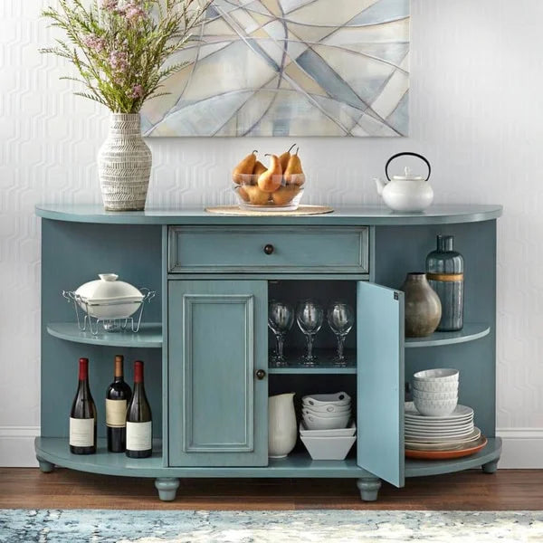 Buffet de ferme, blanc antique/bleu/gris anthracite, 2 personnes