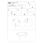 Table basse ronde en bois de manguier brun et noir avec pieds métalliques évasés