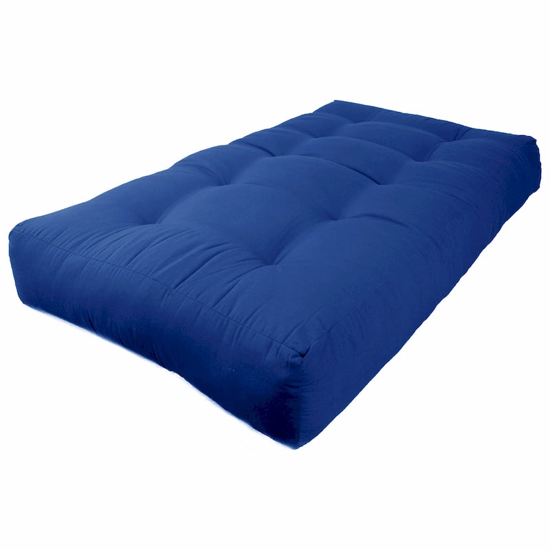 Matelas de futon en sergé tufté multicolore de 25 cm avec remplissage coton/mousse pour 1-2 personnes (taille double/grand lit/très grand lit)