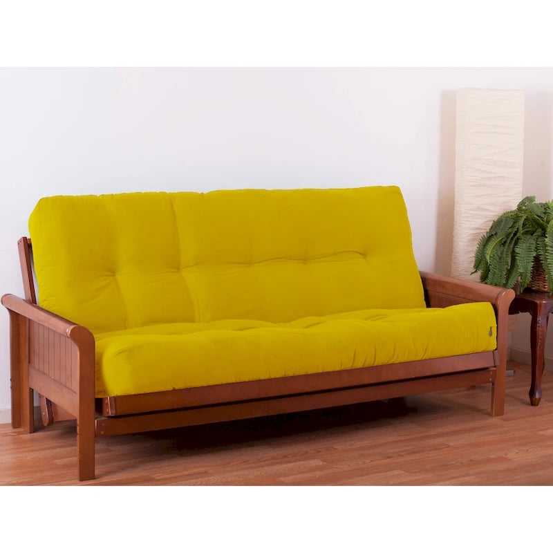 Matelas de futon en sergé tufté multicolore de 25 cm avec remplissage coton/mousse pour 1-2 personnes (taille double/grand lit/très grand lit)
