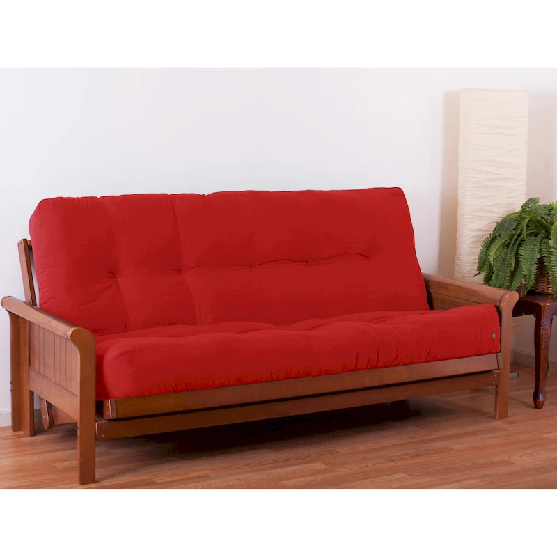 Matelas de futon en sergé tufté multicolore de 25 cm avec remplissage coton/mousse pour 1-2 personnes (taille double/grand lit/très grand lit)