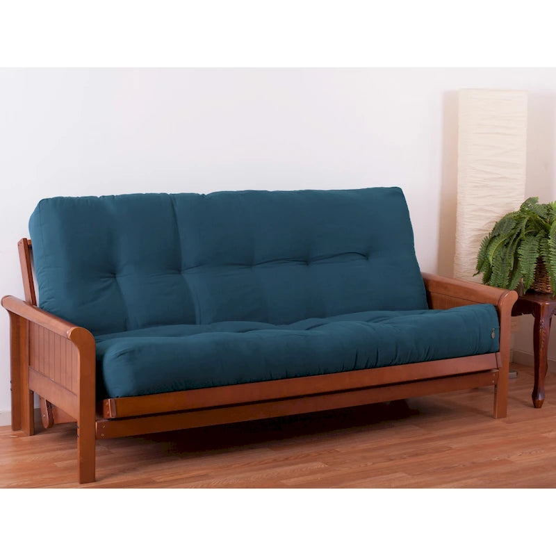 Matelas de futon en sergé tufté multicolore de 25 cm avec remplissage coton/mousse pour 1-2 personnes (taille double/grand lit/très grand lit)